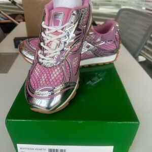 Bottega Veneta Pink and Silver Sneakers